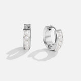 Silver Eula Pearl Hoop Earrings