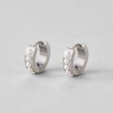 Silver Eula Pearl Hoop Earrings