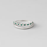 Silver Marissa Emerald Green Layered Ring