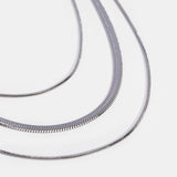 Silver Multi-Layered Chain  Necklace