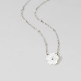 Silver White Blossom Flower Necklace