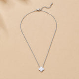 Silver White Clover Necklace