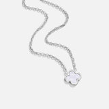 Silver White Clover Necklace