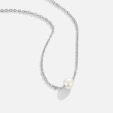 Solitaire Silver Pearl Necklace