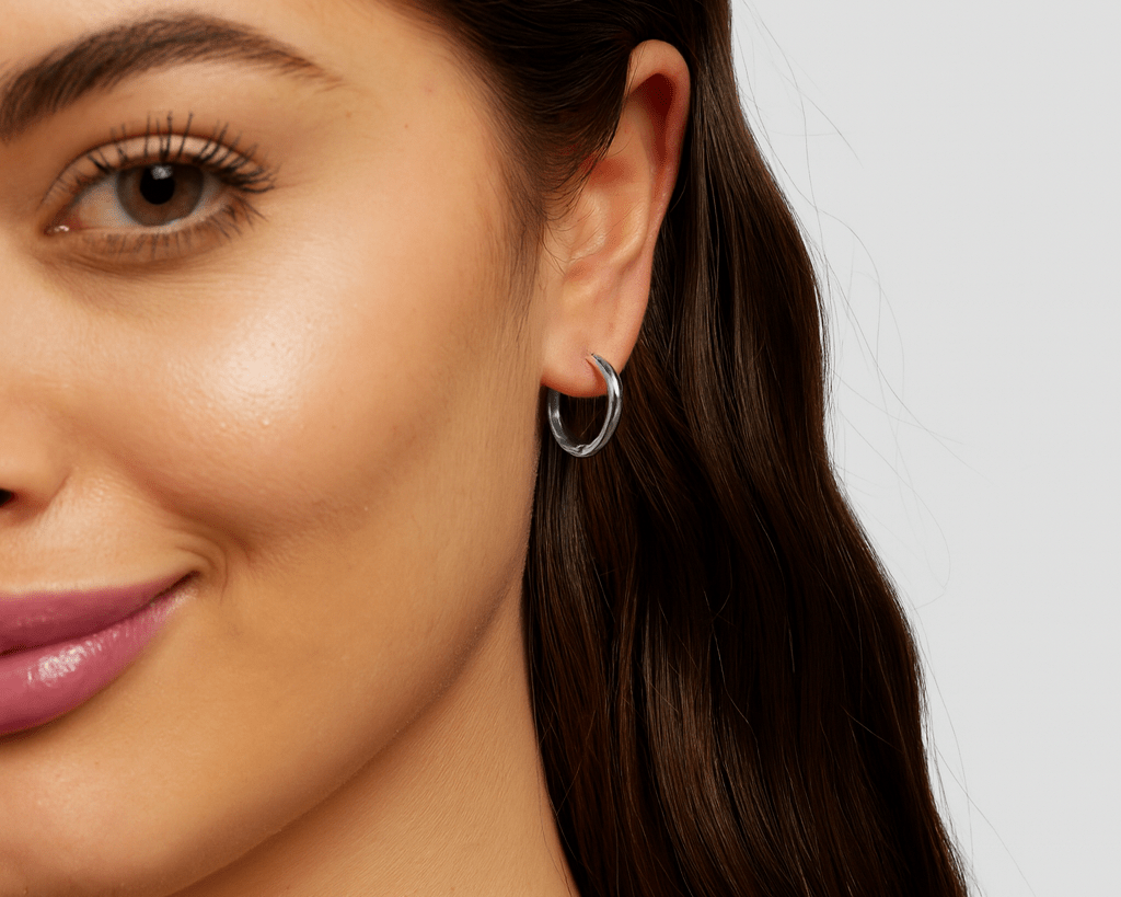 Triple Hoop Earrings Silver Set