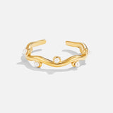 Wavey Pearl 18K Gold Ring