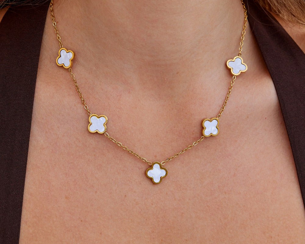 White Clover Cluster Necklace