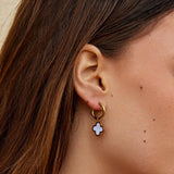 White Clover Hoop Earrings