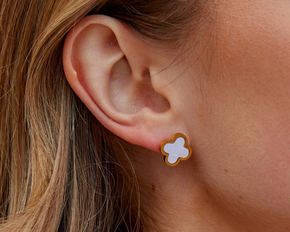 White Clover Stud Earrings