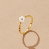 White Petal Shell Ring