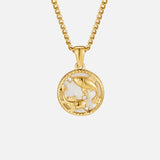 White Shell Zodiac Coin Necklace