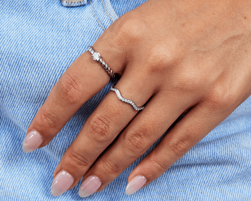 Zenya Crystal & Silver Wave Ring